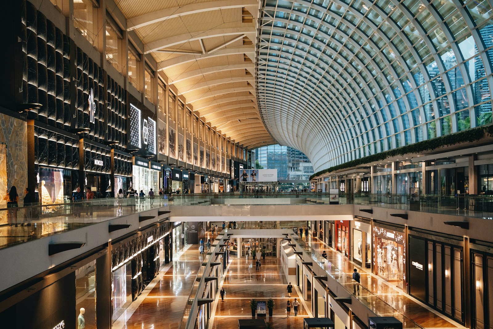 Daylit contemporary shopping mall interior